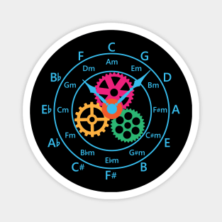 Circle of Fifths Mechanical Clock Style Cool Blue Magnet